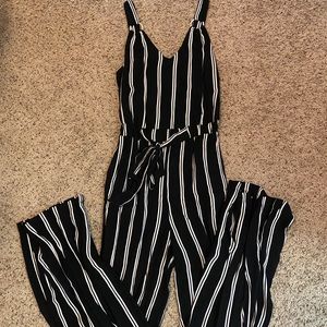 Black and White Stripped Jumpsuit